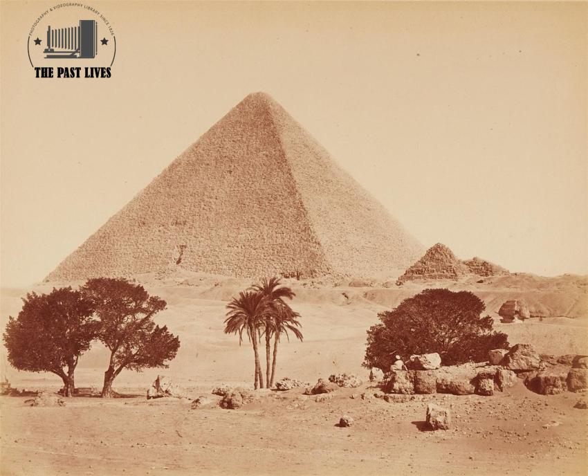 Egypt, In front of the Great Pyramid, 1870