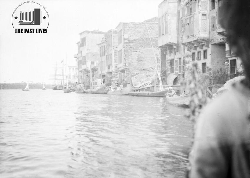 1910 Egypt, Damietta ,houses overlooking the Nile