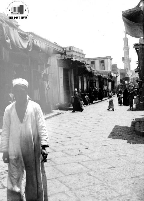 1910 Egypt, the commercial street in Damietta